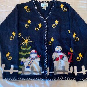 v neck button up holiday sweater